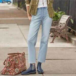 Driftwood Royce Frayed Hem High Rise Ankle Length Jeans in Sundance-Size 27 X 27